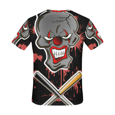 Skull of a Dead Evil Clown in Hat All Over Print T-Shirt for Men